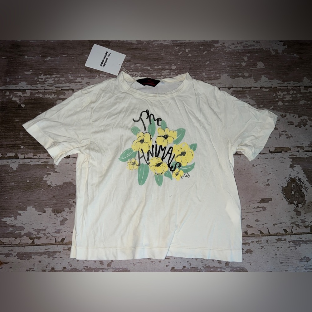 The Animals Observatory size 4 oversized tee shirt cream flowers 6 8 tshirt nwt